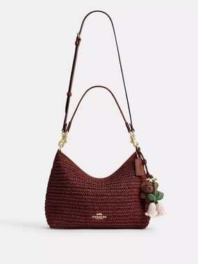 NWT Coach Laurel Shoulder Bag With Charms CES23 Straw/Gold/Russet